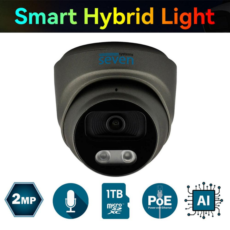 IP-відеокамера 2 Мп SEVEN IP-7212PA-DL black 2,8 мм з розумним подвійним підсвічуванням
