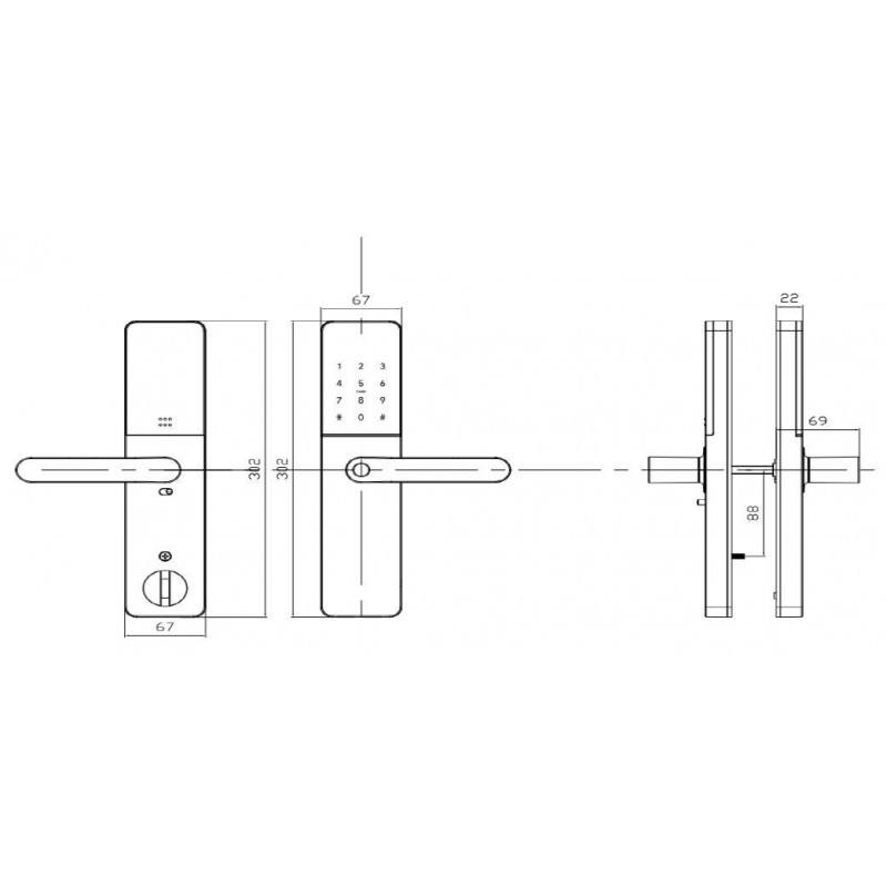 Умный дверной биометрический замок SEVEN LOCK SL-7779BFW-T