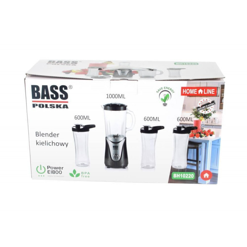 Фітнес блендер у комплекті з пляшками для води 3 шт Bass Polska BH 10220