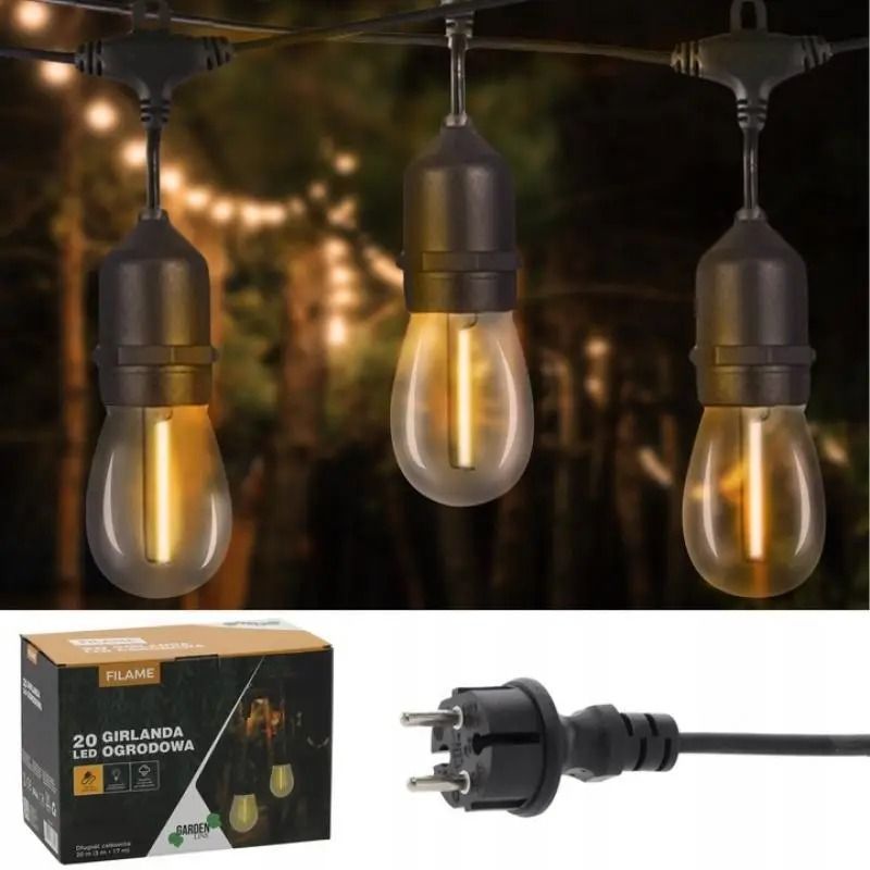 Декоративна гірлянда 20 LED 20 м на сонячній батареї, теплий білий Garden Line SOL1250