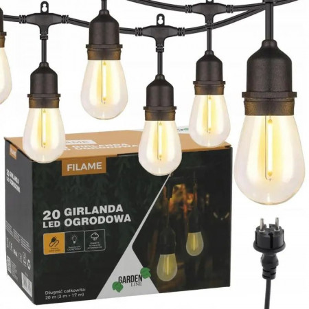 Декоративна гірлянда 20 LED 20 м на сонячній батареї, теплий білий Garden Line SOL1250
