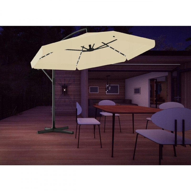 Садовый зонтик с чехлом и LED Столом Garden Line BANANA 300 см Бежевая GAO1503