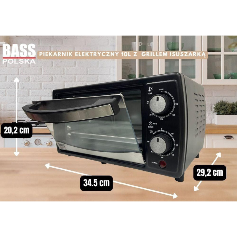 Электрическая печь, настольная духовка с грилем и сушкой 10 л 950 Вт Bass Polska BH 10372
