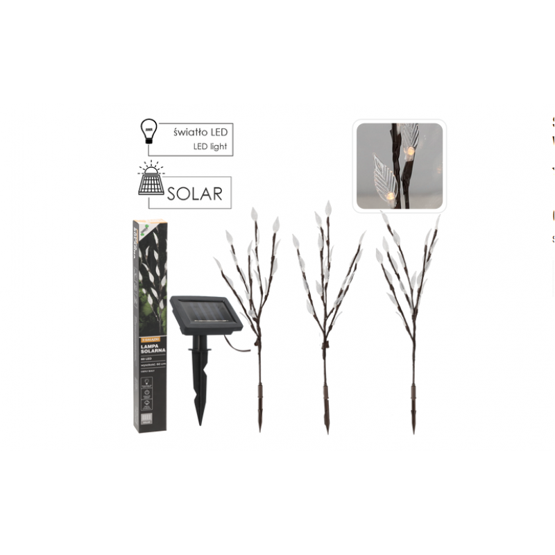 Вуличний ліхтар на сонячній батареї, набір 3 гілки 60 см, 60 LED Garden Line SOL6094