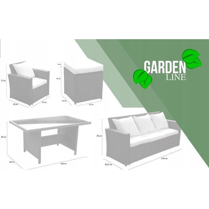 Комплект садовой мебели Garden Line ABI3347 MARINNE III Серый