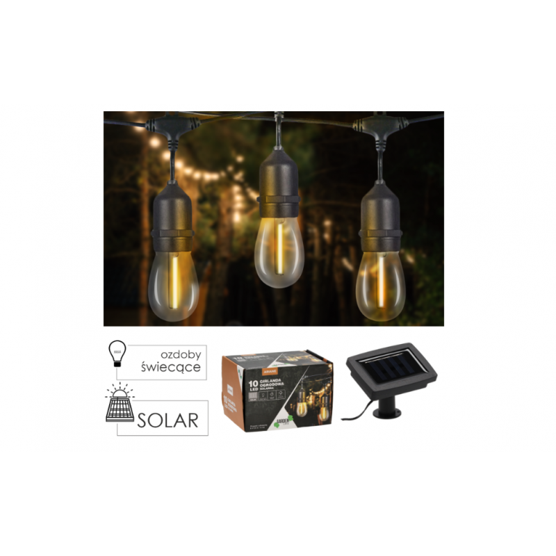 Сонячна гірлянда 10 LED 6 М ТЕПЛИЙ БІЛИЙ  Garden Line SOL3675