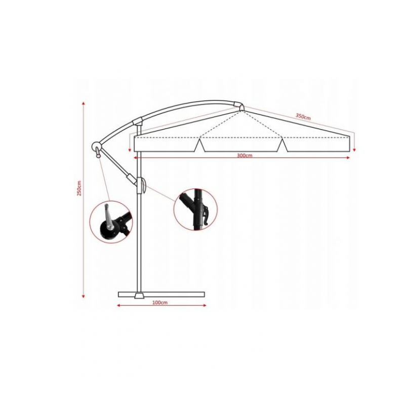 Парасоля садова з LED підсвіткою та чохлом 300 см GardenLine GAO1497 сіра