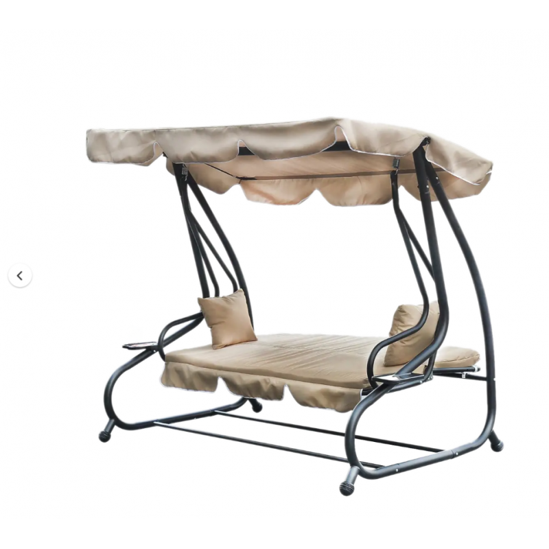 Качели садовые 210x120x170 см с навесом для летнего отдыха GardenLine KRE0759 бежевая