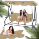 Качели садовые 210x120x170 см с навесом для летнего отдыха GardenLine KRE0759 бежевая