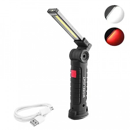 Фонарь аккумуляторный складной для кемпинга W-51-SMD+COB с магнитом и крюком для подвешивания micro USB Черный