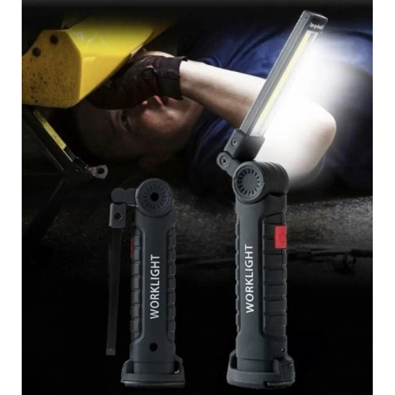 Фонарь аккумуляторный складной для кемпинга W-51-SMD+COB с магнитом и крюком для подвешивания micro USB Черный
