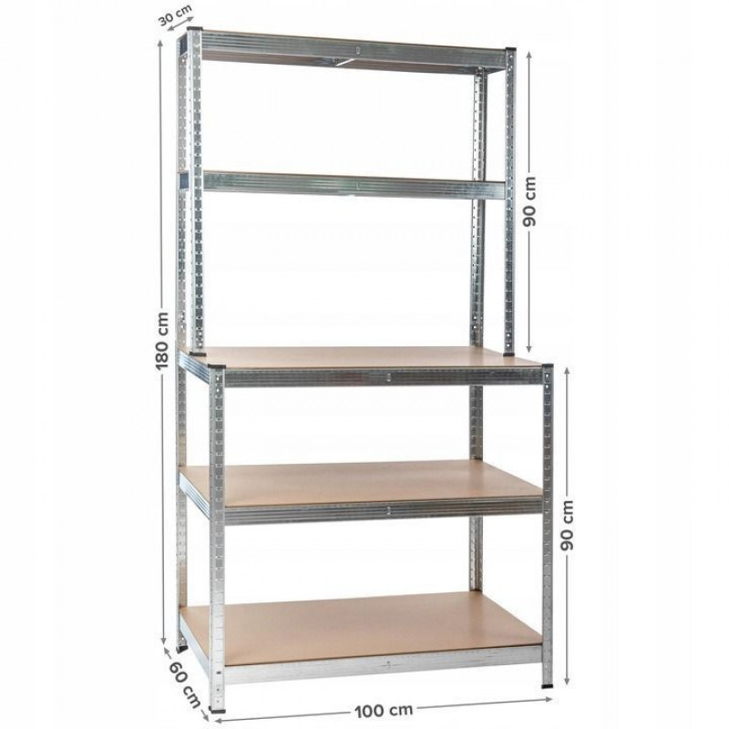 Стелаж металевий 100x30/60x180 150 кг Mirpol MIR-RMG-N150