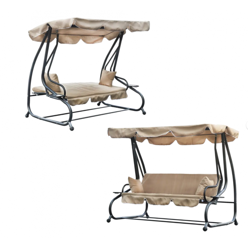 Гойдалка садова з навісом 210x120x170 см GardenLine KRE0759, бежева