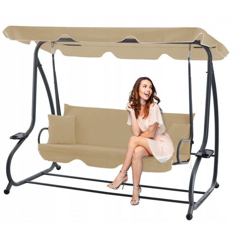Гойдалка садова з навісом 210x120x170 см GardenLine KRE0759, бежева