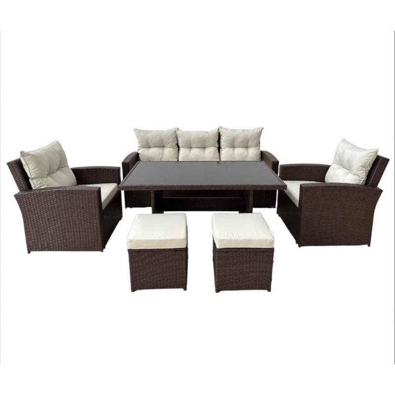 Садові меблі з ротангу GardenLine ABI8805 MARINNE III комплект 6 шт., коричневий