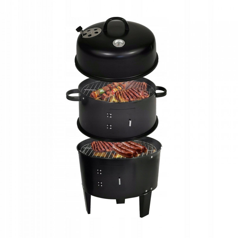 Вугільний гриль-коптильня з тефлоновим матом Kontrast BBQ 1004 Чорний
