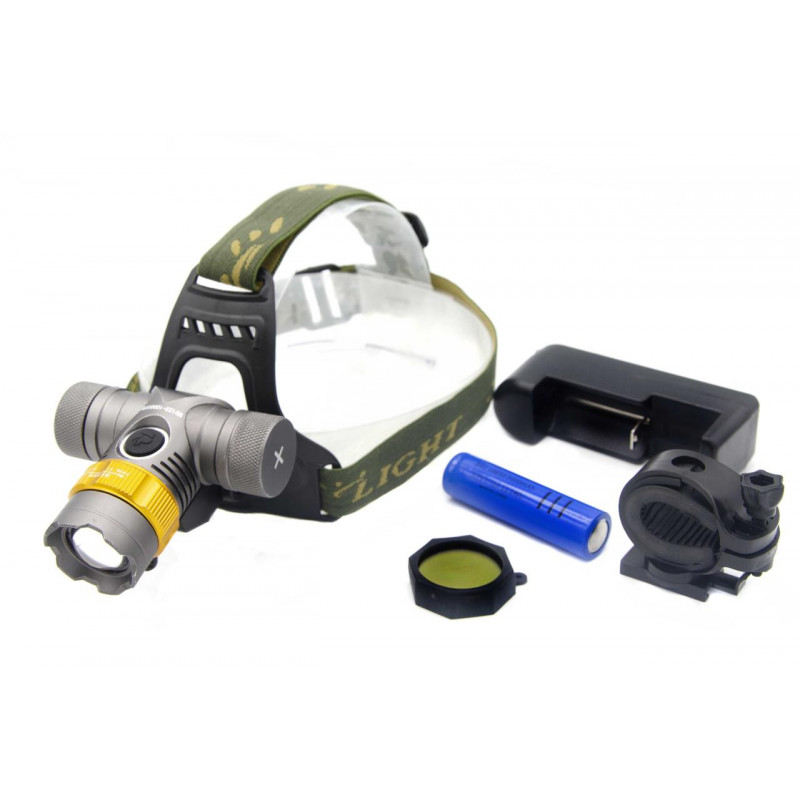 Налобный фонарь WD123, Акк., LED, Zoom, Авто заряд