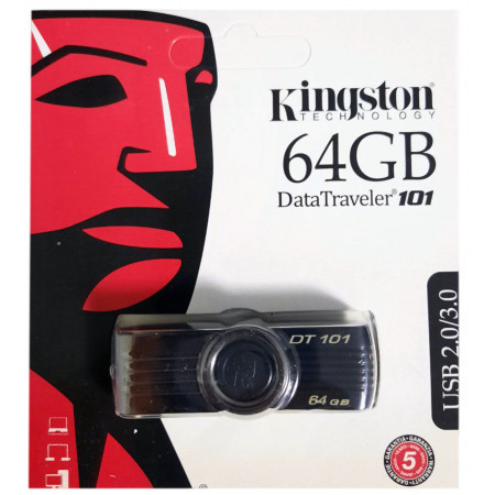 USB флеш накопитель Kingston DT101 64Gb Black (DT101 G2) (Гарантия 3 года)