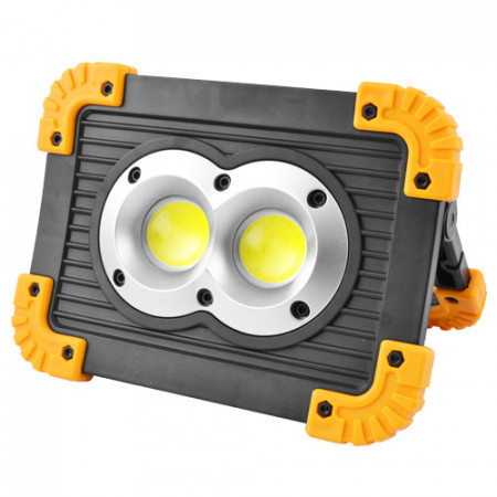 Прожектор светодиодный аккумуляторный L802-20W-2COB+1W, ЗУ micro USB, 2x18650/3xAA, Power Bank