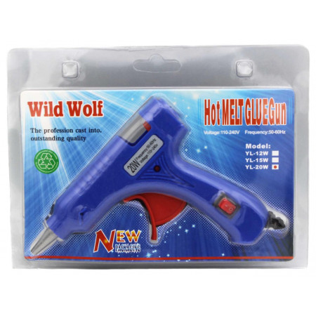 Клеевой пистолет Wild Wolf YL-20W под тонкие 7мм СИНИЙ