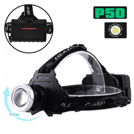 Налобный фонарь T50Pro, HP50, 3х18650, ЗУ MicroUSB, P50 LED, Zoom