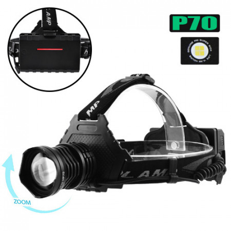 Налобный фонарь T70Pro, HP70, 3х18650, ЗУ MicroUSB, P50 LED, Zoom