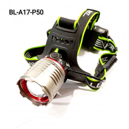 Налобный фонарь Bailong BL-A17-P50, зум, ЗУ microUSB, 2x18650