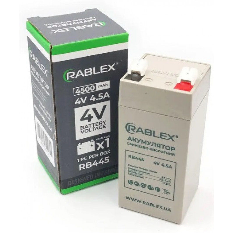 Аккумуляторная батарея Rablex 4V 4.5Ah (RB445), свинцово-кислотная (SLA)