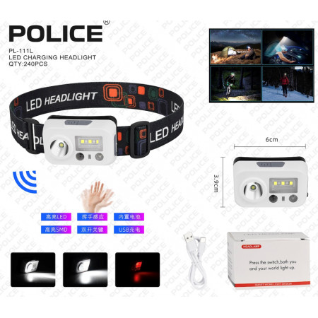 Налобный фонарь Bailong PL-111L, red+white, Type-C, Sensor