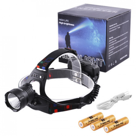 Налобный фонарь XQ-219-HP50, 3х18650, ЗУ MicroUSB, P50 LED
