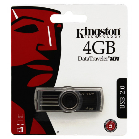 USB флеш накопитель Kingston DT101 4Gb Black (DT101 G2) (Гарантия 3 года)