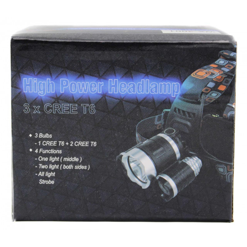 Налобный фонарь BORUIT RJ3001, Акк., T6 LED, ZOOM, автомобильная зарядка