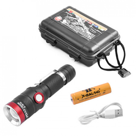 Ручний ліхтар Police BL-739, 18650, регулятор яскравості, T6, Zoom, ЗУ microUSB