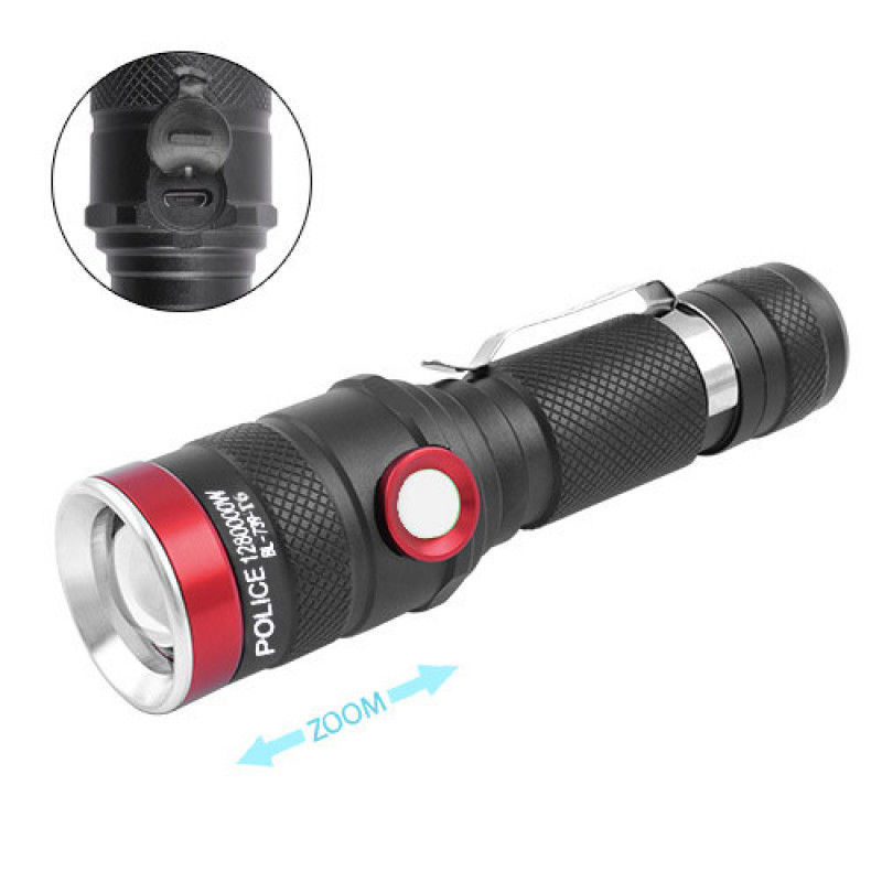 Ручний ліхтар Police BL-739, 18650, регулятор яскравості, T6, Zoom, ЗУ microUSB