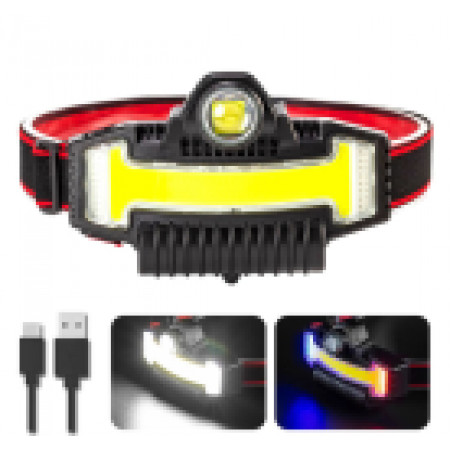 Налобный фонарь Bailong BL-W685-LTS+COB, Белый, RGB, Li-Ion акум., ЗУ Type-C, Box