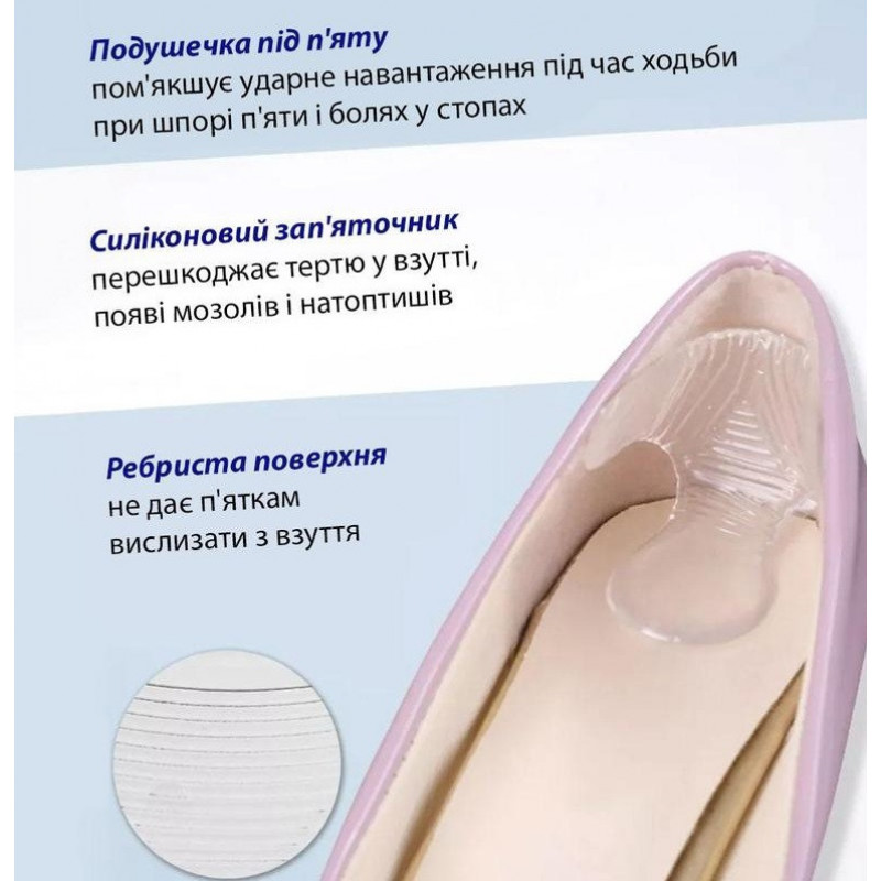 Гелевые силиконовые задники для обуви прозрачные (2шт./уп.) №22