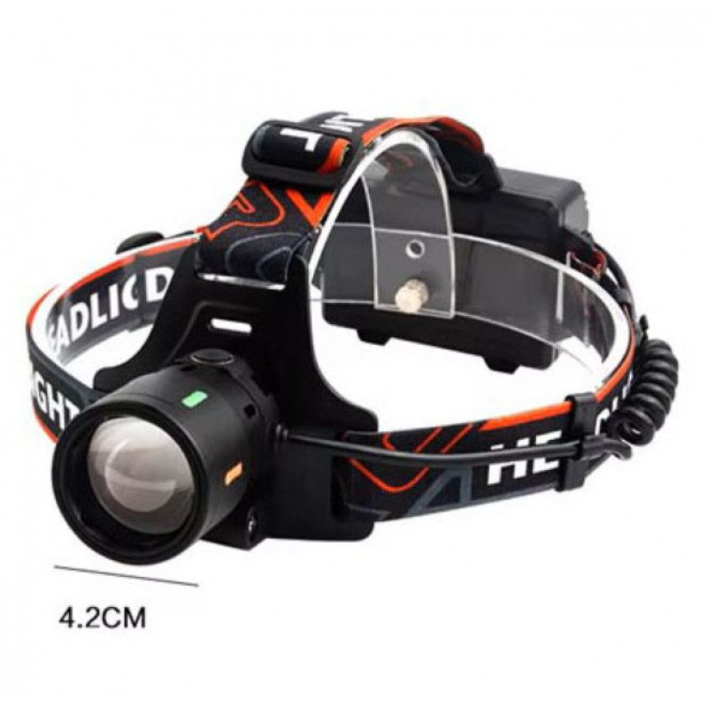 Налобный фонарь Bailong BL-T207-TG, 2x18650, 1 режим, ЗУ Type-C, zoom