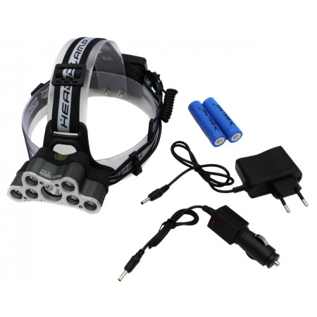 Налобный фонарь WD461, BL-779, 2х18650 Акк., 7хT6, MicroUSB ЗУ