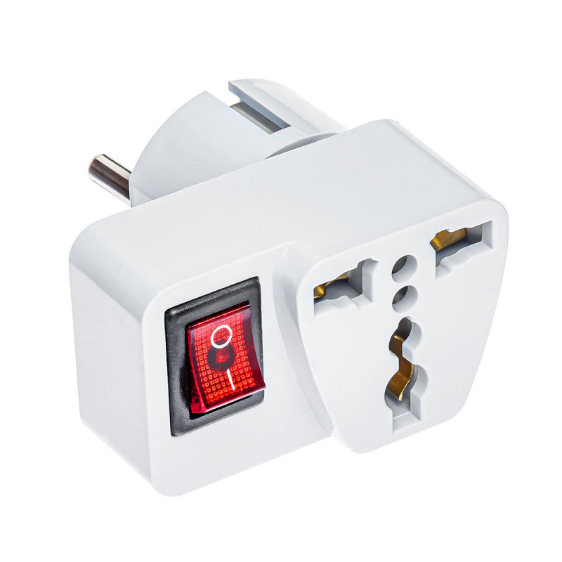 Переходник под английскую, плоскую и евро вилку с ВЫКЛЮЧАТЕЛЕМ  12 шт.