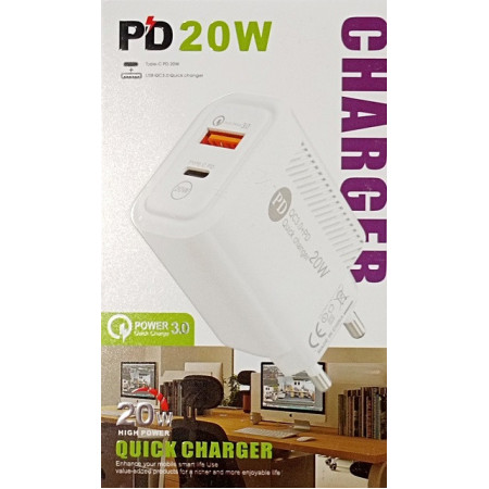 СЗУ Сетевое зарядное устройство USB x 1 PD x 1 TZ46 PD QC3.0 20W