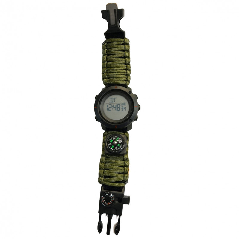 Годинники наручні SKMEI 1213AG, PARACORD, ARMY GREEN BIG SIZE, Компас, термометр, кресало, 10464