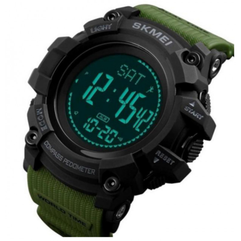 Часы наручные SKMEI 1356AG, ARMY GREEN, Compass, 9748