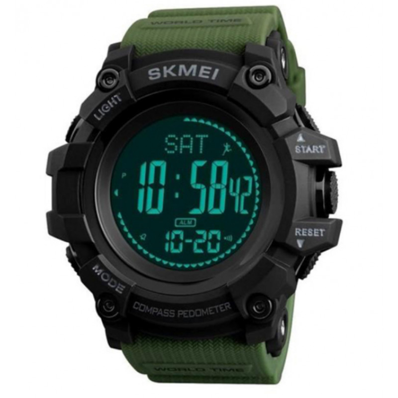 Часы наручные SKMEI 1356AG, ARMY GREEN, Compass, 9748