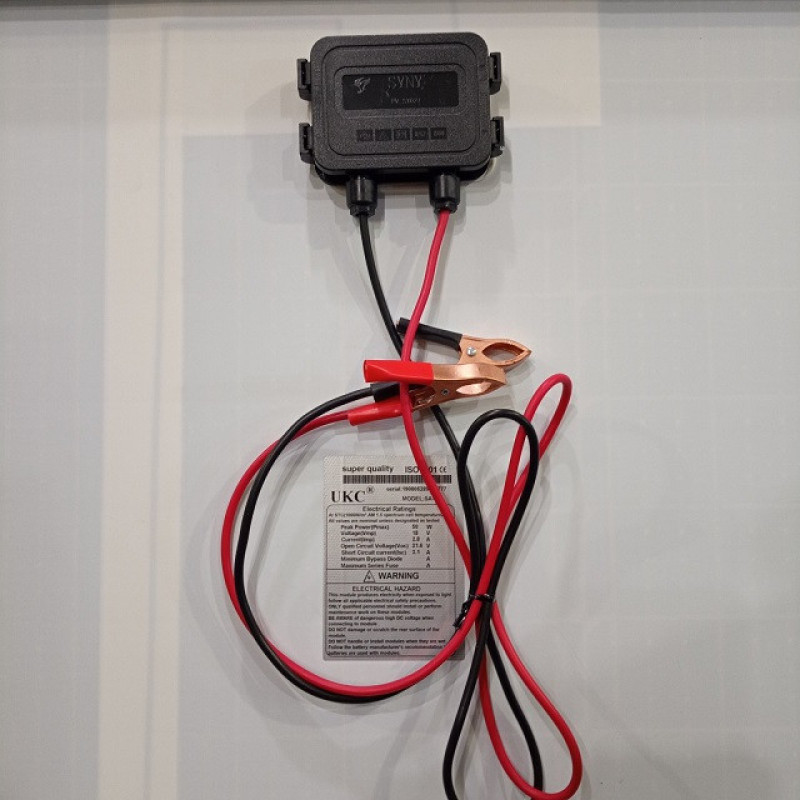 Сонячна панель SOLAR PANEL SA-50 / 2465/ 63*58*3/ індикація V і A / верх скло, 18V 50W