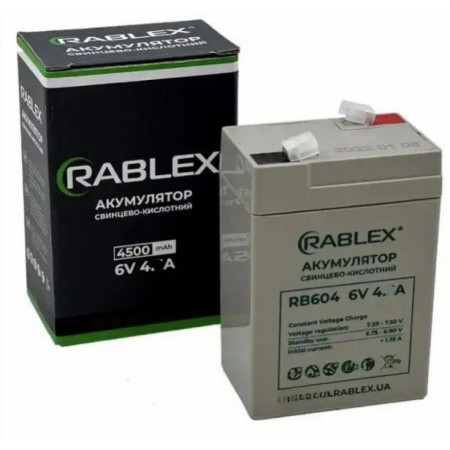 Аккумуляторная батарея Rablex 6V 4Ah (RB604), свинцово-кислотная (SLA)