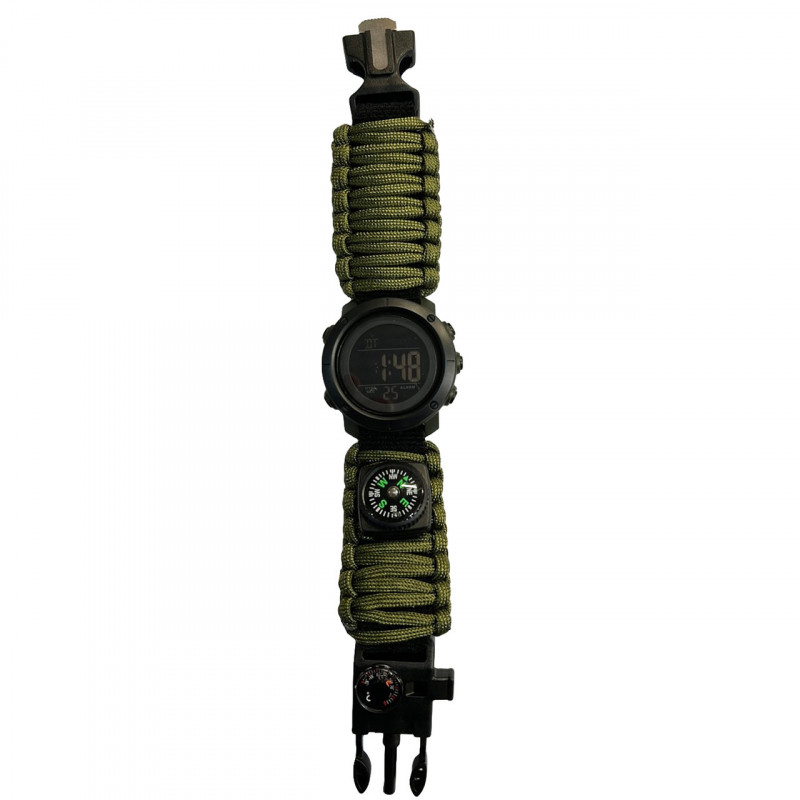 Годинники наручні SKMEI 1426AGBK, PARACORD, ARMY GREEN-BLACK, ABS RING, компас, термометр, 10463