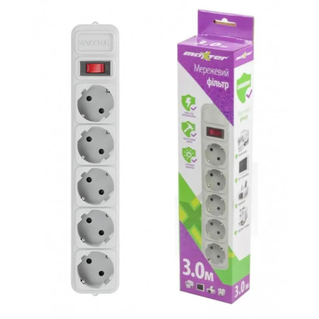Сетевий фільтр Maxxter SPM5-G-10G 5 гнізд, 3 метри