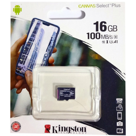 Карта памяти micro SDHC Kingston (UHS-1) 16GB класс 10 (без адаптера) (Гарантия 3 года)
