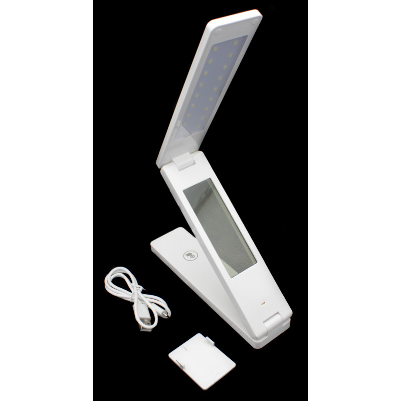 Настільна LED лампа акумуляторна 18LED/ Годинник+Дата+Температура/ ЗУ MicroUSB