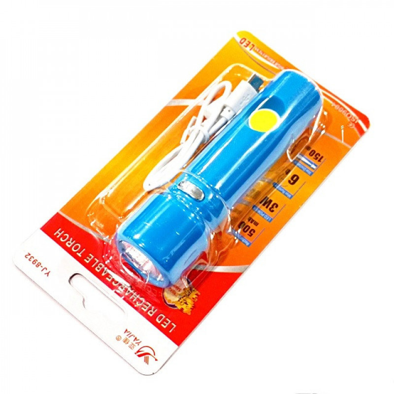 Ручний ліхтар Yajia YJ-8932, Акумулятор, MicroUSB, 1LED+COB, бічне підсвічування